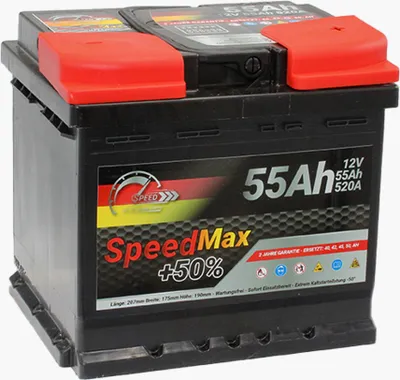 Produktbild von SPEED MAX Autobatterie +50% Blei-Säure 12V 55Ah 520A rechts 207x175x190 mm