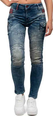 Immagine prodotto di Cipo & Baxx Jeans da donna slim fit, effetto stonewashed, WD358, blu, taglia 29/34