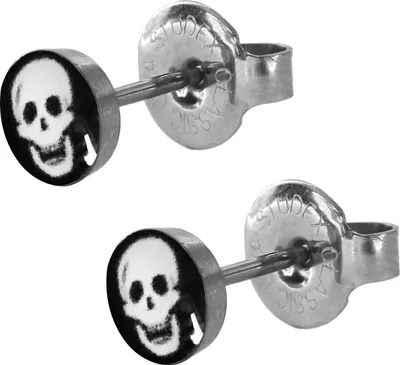 Produktbild von Chirurgenstahl Ohrstecker mit Totenkopf Studex Sensitive