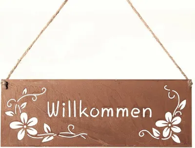 Produktbild von Metall-Hänger. WILLKOMMEN. Rost Schild. Dekoschild. 25 x 9 cm.