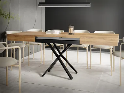 Produktbild von Couchtisch Höhenverstellbar und Ausziehbar Cavetta X - Wohnzimmertisch Esstisch Multifunktionstisch 120-200/80/27-76 cm Craft Eiche