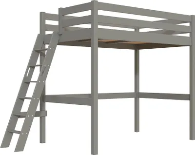 Produktbild von Hochbett holz mit Leiter Sylvia - 120x200 schräge Leiter - Grau