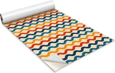 Zdjęcie produktu dla Folia samoprzylepna - Okleina meblowa - Dekoracyjna - Do mebli - Tapeta - Naklejka - Folia - Kolorowe fale boho - 100 x 50 cm