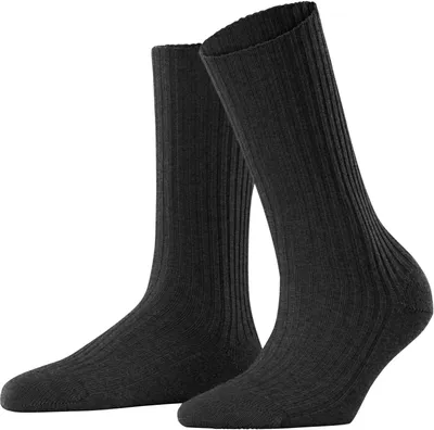 Image de Chaussettes FALKE pour femmes - Cosy Wool Boot, chaussettes courtes, unies, gris foncé 35-38