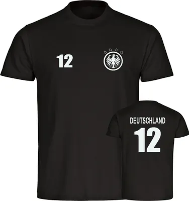 Produktbild von multifanshop Herren T-Shirt - Deutschland - Adler Retro Trikot 12, schwarz, Größe S