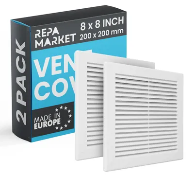 Image de Lot de 2 grilles de ventilation carrées blanches, dimensions 200 x 200 mm