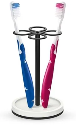 Image de Porte-brosses en acier inoxydable noir, 4 emplacements, mat