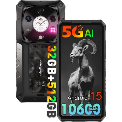 Produktbild von Ulefone Armor 28 Pro Outdoor Handy 5G AI Smartphone 32GB+512GB, 6.67" FHD+ 120Hz AMOLED + 1.04" Sub-Screen 10600mAh 120W Nachtsicht Android 15,Schwarz
