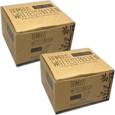 Produktbild von 400 Stück Bambus Wattestäbchen | Ohrenstäbchen Umweltfreundlich | Reinigungsstäbchen Nachhaltig
