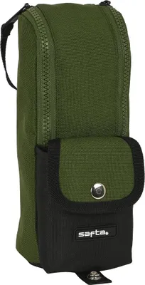Productafbeelding van Schooltas Safta, donkergroen, met zwarte accenten, afmetingen 6 x 21 x 6 cm