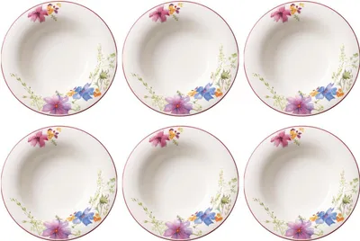 Produktbild von Villeroy & Boch Mariefleur Basic Suppenteller 6er Set 23cm weiß bunt Porzellan