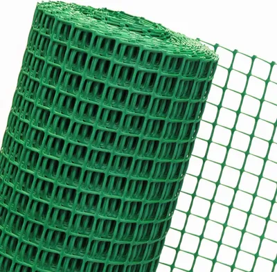 A roll of green plastic mesh fencing.