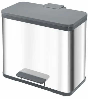 Image de Hailo Öko trio Plus L, couvercle avec mécanisme de fermeture en douceur Collecteur de déchets en inox - 27 l ; 633200