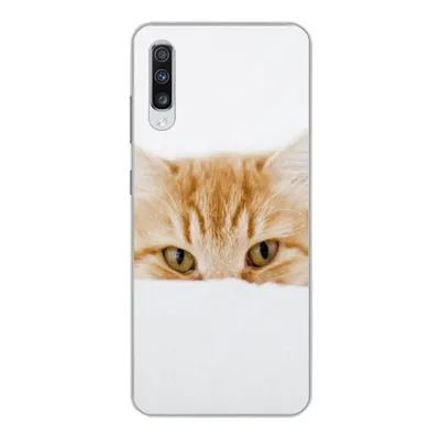 Produktbild von MuchoWow® Handyhülle Schutzhülle Hülle für Samsung Galaxy A70 Katze - Rot - Weiß - Mädchen - Jungen - Kind Silikon Softcase Handy Hülle - Schutzhaube