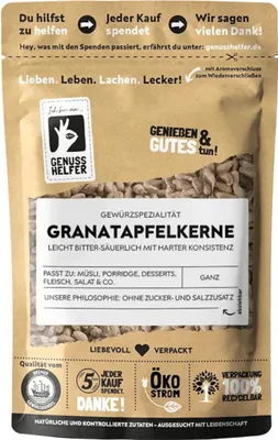 Produktbild von Granatapfelkerne ganz, knackig-hart, zu Müsli und als Topping, 10 x 65g