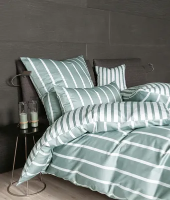 Produktbild von Janine Design Mako-Satin-Bettwäsche-Garnitur 39028 modernclassic Farbe salbeigrün Größe 155x200+80x80