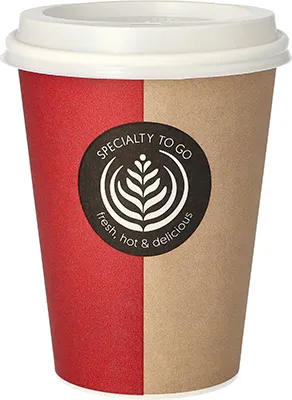 Produktbild von 3840 Heißgetränkebecher aus Pappe mit Deckel, 0,3 l mit Motiv "ToGo"