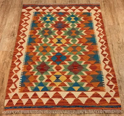 Produktbild von Teppich KELIM ORIGINAL | Farbe: Multi; Größe: 87x117 cm | strapazierfähig und leicht zu reinigen | Wohnzimmer | Schlafzimmer