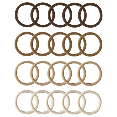 Produktbild von EDIBAZZAR | Set mit 20 Stück einfachen braun-beigen elastischen Haarbändern