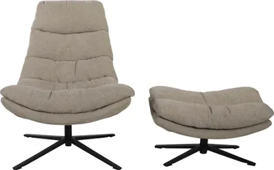 Produktbild von Relaxsessel >Porto< (2-teilig) inkl. Hocker, drehbar, sandfarbig - 83x100x92cm (BxHxT)
