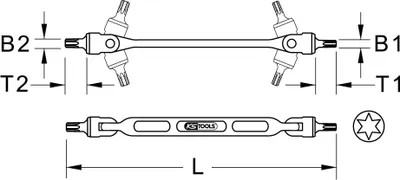 Produktbild von KS Tools TX-Doppel-Gelenkschlüssel, T30xT40