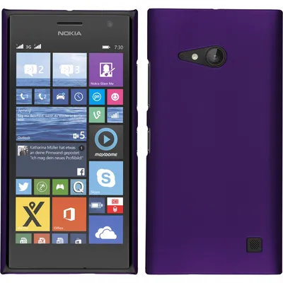Produktbild von PhoneNatic Case kompatibel mit  Nokia Lumia 730 - Hülle lila gummiert Hard-case + 2 Schutzfolien