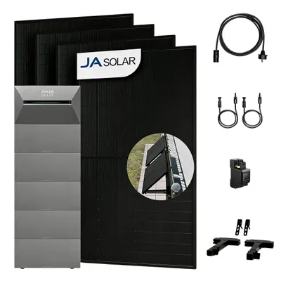 Produktbild von Anker SOLIX Solarbank 3 E2700 Pro und 5x BP2700 Erweiterungsakku,4x 500W PV Panel,Smarter Zähler & 4x Balkon-Halterung(Schwarz),von Powerness