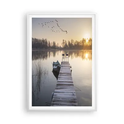 Produktbild von Gerahmtes Poster - Weißer Rahmen - Brücke Westen die Sonne - 70x100 cm - Wand Bild - Wanddeko - Wandbilder - Kunstposter - Wandposter - Bilderrahmen - Bilder - Kunstdruck - Wandbild - P2WPA70x100-4197