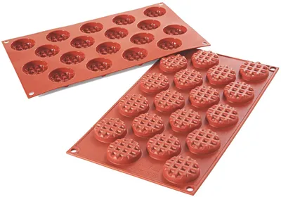 Produktbild von Silikonbackform Waffel rund 40 x 12 mm, Waffelform, Form für Fingersnack-Waffeln