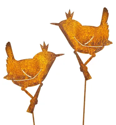 Immagine prodotto di Solidchoice - Set di 2 decorazioni da giardino vintage in metallo con motivo di uccelli