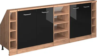 Produktbild von Dachschrägenschrank-Set Vicco Rion Schwarz Hochglanz 5er Set, Model 56048