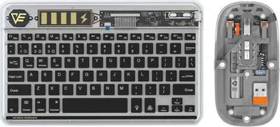 Zdjęcie produktu dla Zestaw klawiatura i mysz bezprzewodowa BT3.0 z kolorowym podświetleniem LED, przezroczysta konstrukcja, przycisk wyciszenia, magnetyczna konstrukcja, czarny