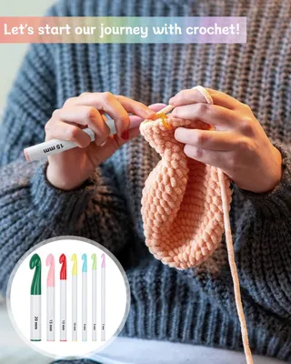 Produktbild von Komplettes Häkelset für Anfänger - 7 ergonomische Häkelnadeln für große Garne
