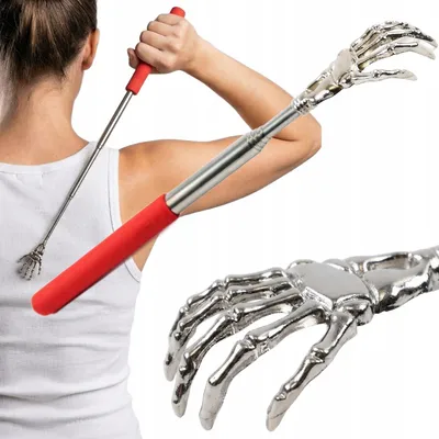 Produktbild von Teleskop Rückenkratzer 70cm aus Edelstahl - Ausziehbare Kratzhand für schnelle Linderung