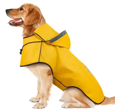Produktbild von Hunderegenjacke Regenmantel für Hunde - Wasserdicht - Reflektierend - Gelb - XL