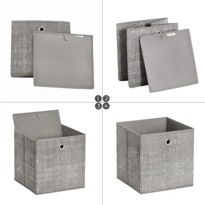 Produktbild von SONGMICS Ordnungsboxen, 6er Set, aus Vliesstoff mit Griff, 30 x 30 x 30 cm, Organizer Box, für Würfelregal, Faltbox, taupe