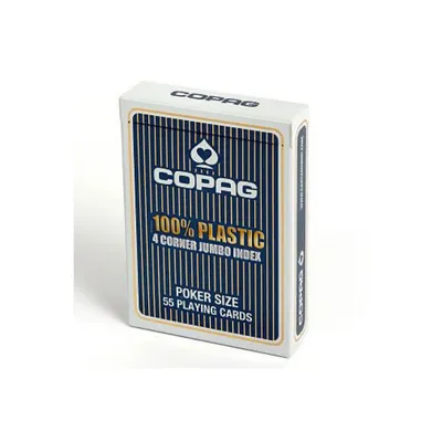 Productafbeelding van COPAG® pokerkaarten, 100% plastic, Jumbo Index, blauw, met 4 hoekmarkeringen