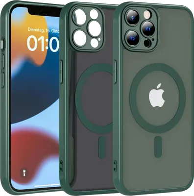 Obrázek produktu pro Magnetické pouzdro pro iPhone 12 Pro pouzdro Magsafe ochranné pouzdro Nárazuvzdorný TPU rám silný magnetický kroužek, zelené
