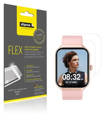 Produktbild von 2x Schutzfolie für Matast P99 Folie, 100% Displayabdeckung, dipos Flex