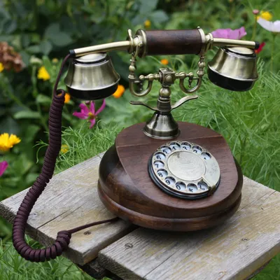 Produktbild von Opis 1921 cable Retrotelefon aus Holz und Metall / Holztelefon / Klassisches Telefon