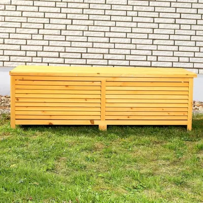 Produktbild von Mucola Auflagenbox Holz Kissentruhe Auflagen Kissenbox 140 cm Gartenbox Gartentruhe Auflagentruhe Aufbewahrungsbox - Braun