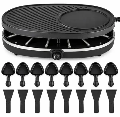 Image de Set de raclette pour 8 personnes, comprenant des poêlons et des grattoirs