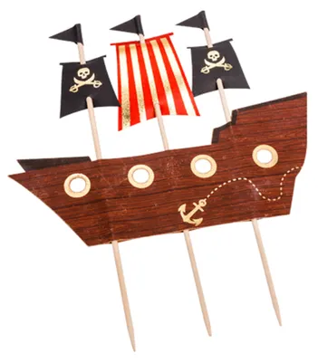 Produktbild von Piratenschiff Tortenstecker Cake Topper Dekoration 17,5 x 21 cm - Einheitsgröße