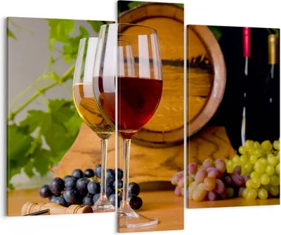 Produktbild von Bild auf Leinwand - Leinwandbild - Alkohol Fass trinken Flasche - 95x80cm - Wand Bild - Wanddeko - Leinwanddruck - Bilder - Kunstdruck - Wanddekoration - Leinwand bilder - Wandkunst - CB95x80-2238