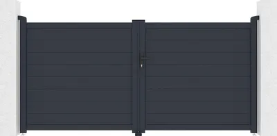 Produktbild von Massives Drehtor aus anthrazitfarbenem Aluminium B 305 x H 150 cm - NAZARIO