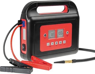 Produktbild von WALTER Li-Ion Starthilfegerät mit Kompressor, 800A Starthilfeleistung, 10.000mAh Akku, USB3.0 und USB-C Anschluss, leistungsstarke LED-Leuchte mit 3 Modi, Kompressor bis zu 8,4bar