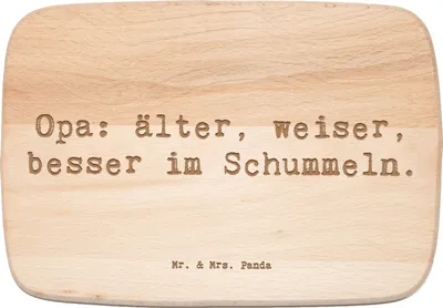 Produktbild von Mr. & Mrs. Panda Schneidebrett Holz Spruch Opa Weisheit - Transparent - Geschenk, Frühstücksbrettchen, Frühstücksbrett, Holzbrettchen, Großpapa, Familie, Dankbarkeit