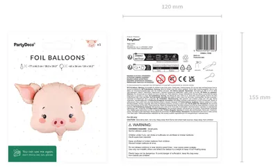 Produktbild von Folienballon Schwein 61x36cm für Luft oder Helium Rosa