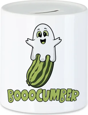 Produktbild von Booocumber Gurkenmotiv Spardose Geschenkidee Halloween Geist Gemüse