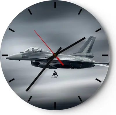 Produktbild von Wanduhr - Rund - Glasuhr - Flugzeug Himmel Flug - 30x30cm - Schleichendes Uhrwerk - Lautlos - zum Aufhängen bereit - Dekoration Modern - Wanddekoration aus Glas - C3AR30x30-3415